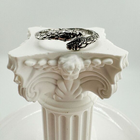 Vintage Silver Plated Snake Ring Retro Horoscope Cunning Wisdom Emo Goth Punk - Picture 2 of 7